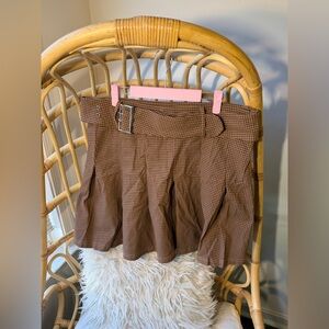 Thrill Jeans Brown Plaid Skirt Size 2X Vintage Y2K Belted Mini